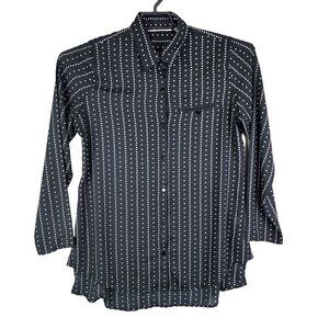 Women's Violet & Claire Black White Polka Dot Blouse Long Sleeve Button-Up M